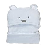 ベビーおくるみ　赤ちゃん用　タオルケット　バスローブ　冷房 対策　フード付き　可愛い　クマ　柔らかい　出産祝い (ライトブルー)