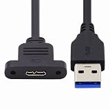CYケーブル Type-A USB 3.0オス→マイクロ3.0 Type-Bメスネジマウントタイプ延長ケーブル 5Gbps