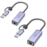 BENFEI 2個 有線LANアダプタ USB 3.0 - ギガビット イーサネット アダプター、USB 3.0-10/100/1000Mbps 高速 RJ45 ギガビットイーサネット LAN ネットワークアダプター MacBook Pro 2022/2021/2020、MacBook Air などに対応