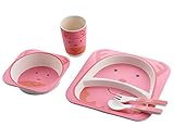 Greencherry 可愛い動物の食器　エコ竹繊維製品 天然竹の子供食器 子供食器セット ベビー竹食器セット 安全な竹の繊維 子供食器皿マグカップ 食糧ボールフォーク、スプーン 動物園　子供ベビープ