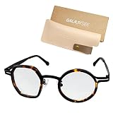 Galaxsee 老眼鏡 教授眼鏡シリーズ アシメントリー 非対称デザイン ブルーライトカット ステンレス合金フレーム カジュアル＆ビジネスタイプ メンズ 男性用 GA-01 (C1 ブラック, 2.00)