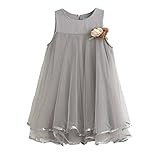 2-7歳の幼児の赤ちゃんのシフォンドレスノースリーブドレープドレスブローチ夏の結婚式のパーティー祭りのドレス (4-5歳, グレー)