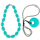 Itzy Ritzy Chewable Mom Jewelry for Teething Babies 2 Pack Bundle (turquoise) - Silicone Teething Ne