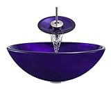 Aurora Sinks A32-BN-V Bathroom Ensemble with Pop Up Drain, Foil Undertone Glass Vessel, Sink, Ring a