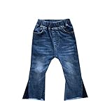 ALLAIBB ベビー服 デニムパンツ 女の子 フレアパンツ シーズン おしゃれ キッズ ロングパンツ 春秋 かわいい size 110 (ブルー)