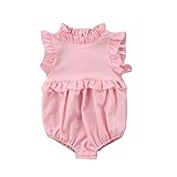 Ochine 夏 ノースリーブ ベビー ロンパース 新生児 カバーオール 無地 100％綿製 ベビー服 子供服 フリルデザイン 歩行服 記念日 出産お祝い 70 80 90 100