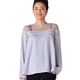 チョコア(CHOCOA) 授乳エレガントレーストップス 授乳口付き マタニティ (ブルーグレー)
