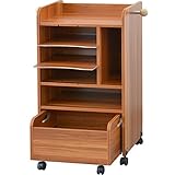 ottostyle.jp ランドセルラック 学用品収納 スリムタイプ 【ブラウン】 (約)幅64.5cm×奥行40cm×高さ85.5cm カスタマイズできる仕切り＆ワゴン付き