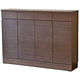 ライフスタイリングショップ キャビネット 窓下収納 幅121cm 木製 薄型 引出付 ダークブラウン DL-613BR