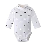 ALLAIBB ベビーロンパース 長袖ボディスーツ 前開き タートルネック 出産祝い 男女兼用 新生児春秋冬服 size 9M (純白 ひげ)