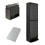 【福袋】【地球家具】フィギュアラック[レギュラ 浅型 ブラック][ハイタイプ本体＋上置ロータイプ]【耐震 専用 フィギュア 棚】 [鍵付きコレクションケース] ミラー付