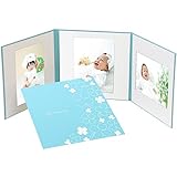 お祝い 写真台紙　3面　6切3枚　クローバー　ブルーグリーン　 ロゴ「Anniversary」 白箔 中枠白色　 六切り 三面 アルバム アニマル　出産祝い ベビー 百日祝い 記念日 誕生日 結婚 フ