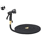 Garden Hose Strongest Expandable BOSSJOY 50 Ft Heavy Duty 8 Setting Sprayer Nozzles with Brass Fitti