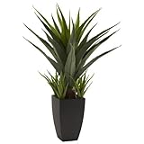 Nearly Natural 4856 Agave Plant with Black Planter, Green by Nearly Natural