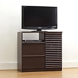 【日本製】和風モダン 2色対応 85cm幅テレビキャビネット 完成品（ナチュラル/ブラウン） (ブラウン)