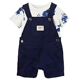 カーターズ carter's 男の子用インディゴタイダイTシャツx紺ショートオールショートオールお出かけ用上下2点セット (6months(61-67cm)) [並行輸入品]