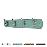 DOKEHOM DKH0164DB アンティークゴールドフック4連(4連と6連有り) 壁掛けフック ウォールハンガー ウッドハンガー 　コート掛け　壁掛け収納　天然木材　ネジ取り付け (全3色ターコイ