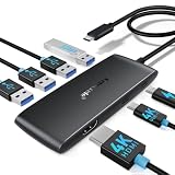 USB C to HDMI 拡張ハブ TypeC to C (DP Alt Mode）アダプタ デュアル 4K60Hzビデオ出力 ARグラス交換アダプタ USB 3.0+USB 2.0x3+タイプC PD 100W 給電 MST 3画面拡張モード MacBook Air/Pro Switch1/Steam Deck/ROG Ally/携帯電話/PC/タブレット/Type Cモバイルモニター対応
