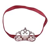 Nice Days（ナイス　ディズ） 赤ちゃん　子供のヘアバンド　可愛いクラウンヘアクリップ  ヘアアクセサリー　王冠　記念 撮影 誕生日お祝い　細いバンド　結晶付 (レッド)