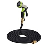 Homitt 50ft Expanding Garden Hose with Inner Latex Core and Solid Brass Connector, 9 Functions Spray