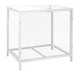 ゴミ箱 屋外 ゴミステーション ふた付き 大容量 160L ゴミ荒らし防止 カラス 野良猫 対策 ごみ収集ボックス 鍵付き 、 グローブ同梱 高さ調節アジャスター搭載 鉄製メッシュ通気設計 軽量 9.3kg 移動・設置簡便 水たまり防止 汚れ・錆びに強い粉体塗装 立って出し入れ可能 腰負担軽減 家庭・商店・工場外構等幅広く活用（70*49*70cm ホワイト）