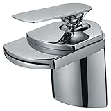 Wovierクロム/つや消しニッケル/ Oil Rubbed Bronzeウォーターフォール浴室排水溝シンク蛇口、シングルハンドル単穴洗面所蛇口、ミキサータップ 222