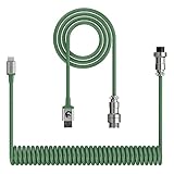 ZIYOU LANG C01 8Kキーボードケーブル コイルケーブル usbコネクター キーボード カスタムコイル状usb エアプラグType-C ダブルスリーブ メタルプラグ 取り外し可能 航空接続 螺旋式 (グリーン)