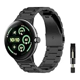 [RicYeel] バンド Google Pixel Watch 4 3 45mm (2025/2024) 対応 交換バンド ステンレススチールメタル 替えベルト 金属ベルト ビジネス風 ステンレス おしゃれ 調整工具付き Pixel Watch 4 3 45mm 用 (ブラック)