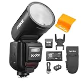 GODOX V1Pro-NTTL リチウムイオン丸頭カメラフラッシュ、1/8000HSS 76W 2.4GTTL フラッシュ、分割サブフラッシュ設計、内蔵 2W LED モデリングライト、Type-C 充電ポート、VB30 リチウム電池搭載、Nikon D5 と互換性あり 、D4、D500、D750、D810およびその他のカメラモデル (Godox V1-N アップグレード バージョン)