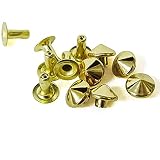 飾りカシメ 丸ピラミッド 特小 頭7mm 足7mm 真鍮 本金メッキ ゴールド 9セット（頭、足 各９）入り