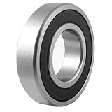 uxcell ボールベアリング 転がり軸受 シルバートーン ブラック メタル ラバー 35mmx72mmx17mm 6207RS ダブルラバーシール