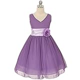 RoRykon 子供ドレス キッズドレス ワンピース 女の子 女児 ガールズ フォーマル 発表会 結婚式 入園式 演奏会 (140cm, パープル)