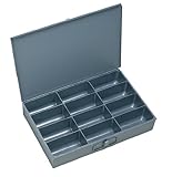 Durham 211-95-IND Gray Cold Rolled Steel Individual Small Scoop Box, 13-3/8 Width x 2 Height x 9-1/4