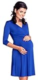 Zeta Ville 女性のマタニティプリーツAラインシルクドレス - 3/4スリーブ 946c (ロイヤルブルー, Medium, XL)
