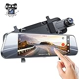 ドライブレコーダー ミラー型 前後カメラ1080P 340度広角 7インチタッチパネル【バックカメラ左右鏡像設定可能】Gセンサー IP65防