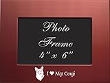 4x6 Brushed Metal Picture Frame-I love my Corgi-Red by LXG, Inc.