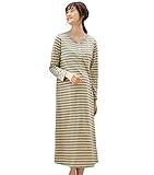 犬印本舗 Fairy フェアリー マタニティ 授乳しやすい ブラカップ付 マキシ ワンピース パジャマ 授乳服 長袖 M～L イエロー 22914102