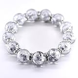 石輝 銀彫り五本爪皇帝龍水晶16ｍｍシルバーロンデル数珠メンズブレスレット