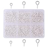 HappyHome ヒートン 金具 ネジヒートン 約420個入り アクセサリー金具 ハンドメイド 手芸 DIY クラフトパーツ 小分けケース付き (シルバー)