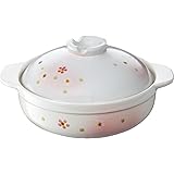 イシガキ 土鍋 8号 白 ピンク サイズ 約直径29×奥行24×高14cm 容量 1.9L 花の香 3~4人用 ガス火用