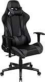 フラッシュファニチャー(Flash Furniture) ゲーミングチェア パソコン用チェア ブラック/グレー レーシング オフィス エルゴノミクス 在宅 回転 リクライニングする背もたれ レザー 【日本正規輸入品】