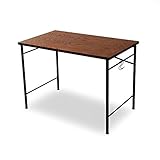 パソコンデスク デスク 机 天然木板 木製 スチール脚 幅100cm ブラウン