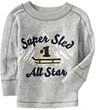 OLD NAVY ダブルコットン Ｔシャツ 長袖（グレー・レッド）【月齢：2歳~5歳】（並行輸入品） (4T（4歳）, グレー)