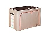 (Grancy life) 収納ボックス 収納ケース 前から取り出せる 窓付き 折りたたみ式 66L (ベージュ)
