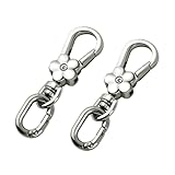 2セット ナスカン 二重リング キーホルダー ワンタッチキーホルダー金具 回転カン付きナスカン キーリング 回転フック 手作り 手芸用品 ハンドメイド金具 (シルバー)