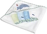 Spasilk 100% Cotton Hooded Terry Bath Towel with 4 Washcloths, Blue by Spasilk