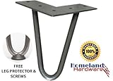 6 "ヘアピン脚1 / 2 " [ブラックまたはRaw ]脚プロテクター( 4 ) +ネジ( 25 ) [セットof 4 ] – メタル脚 – コーヒーテーブル脚 – デスク脚 – 家具脚 – Mid