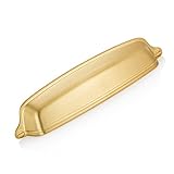 Southern HillsサテンゴールドカップPulls – 5インチねじ間隔 – 6 1 / 4インチ合計長 – キャビネット引き出しPulls – Bin Pulls – ブラシ仕上げゴールドハ