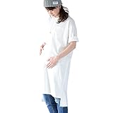 Pearls　ビッグシルエットの授乳口つき ロングワンピースTee (off white)