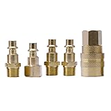 Flameer 真鍮 カプラ（5個） ホース継手 クイックリリース エアホースコネクタ 1/4 NPT